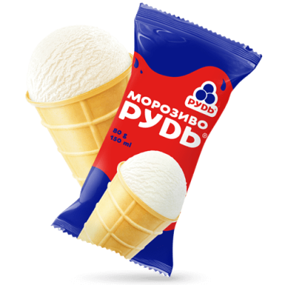Мороженое в вафельном стаканчике "Мороженое Рудь" 80г