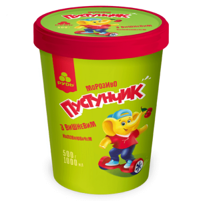 Мороженое в ведерке «Пустунчик» с вишневым джемом 0,5кг
