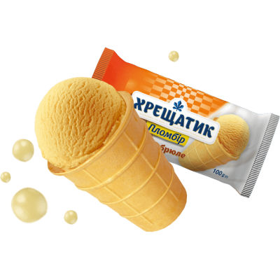 Мороженое в вафельном стаканчике Пломбир Крем Брюле 100г